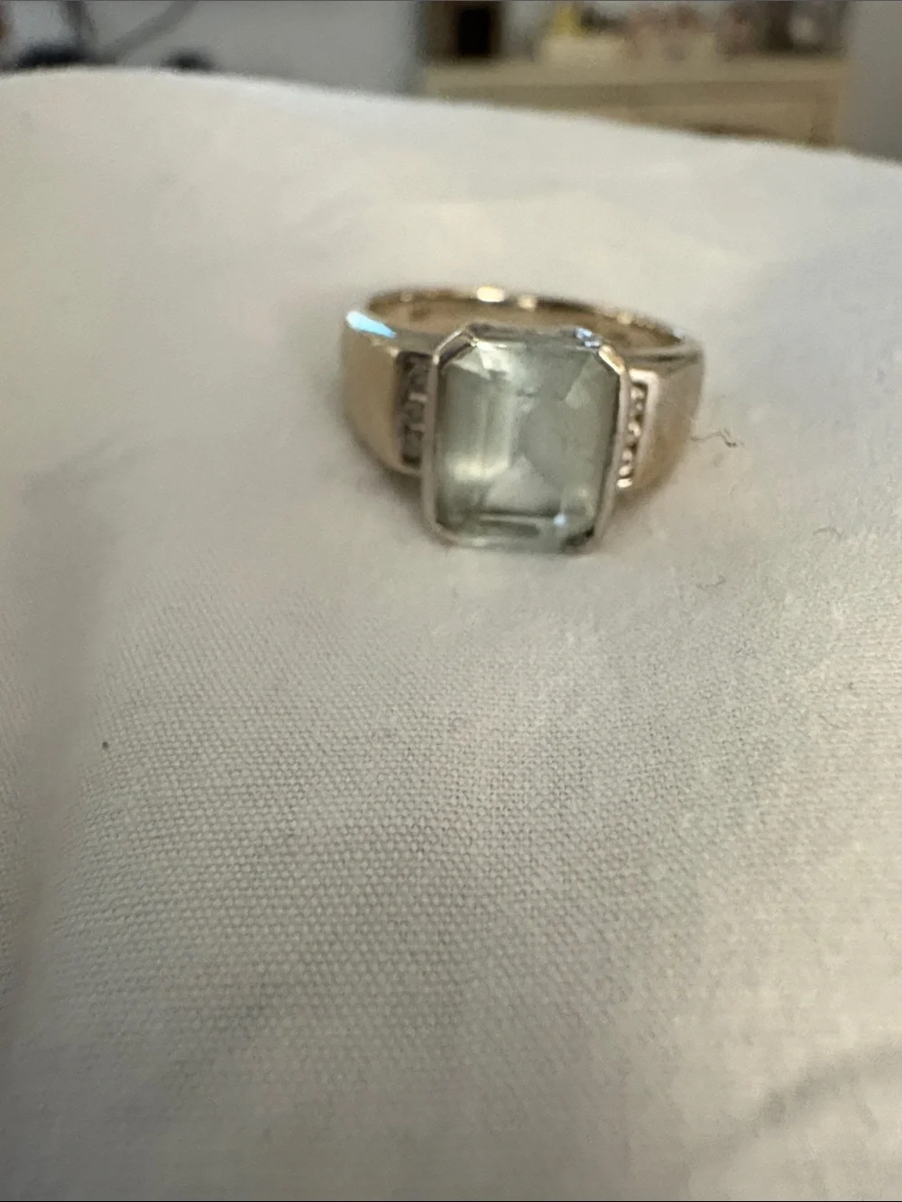 14kt white gold Aquamarine Ring with diamonds sz 5 - Picture 1 of 5